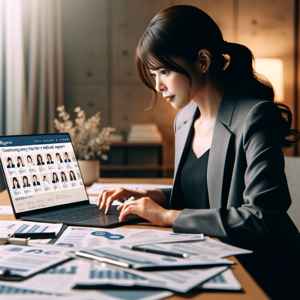 日本の20代女性弁護士が自分に合ったサポートを提供してくれる転職エージェントを選択している様子