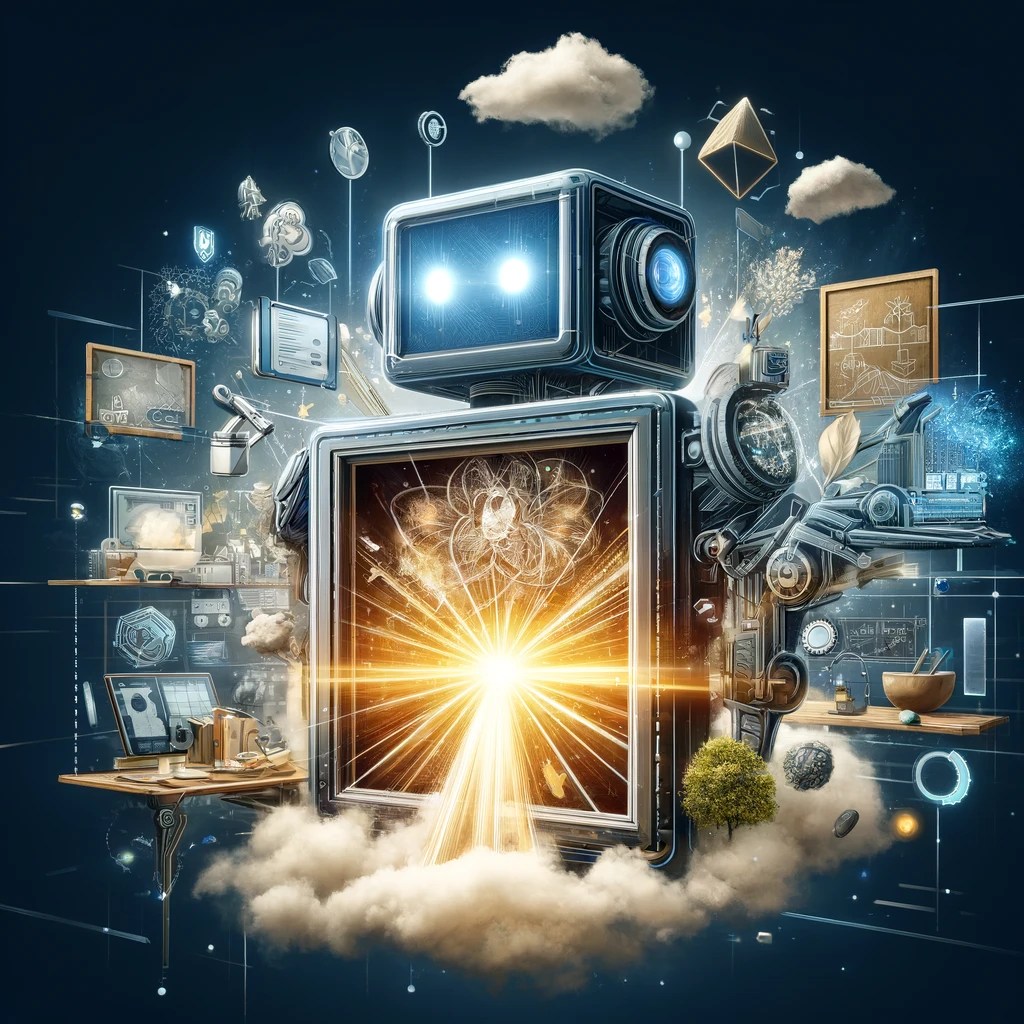 私たちの想像力を具現化し、日常の作業を革新するための強力なツールを表現するイマジネイティブなイラストを生成