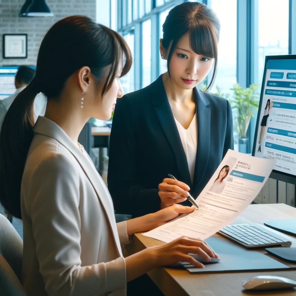 日本の20代女性がキャリアコンサルタントが転職支援を行っている様子の画像