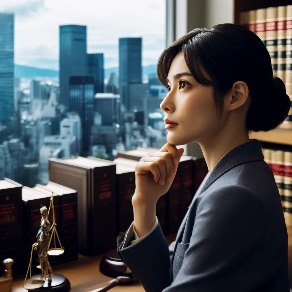日本の20代女性弁護士が新たな分野へのキャリアシフトを考えている様子